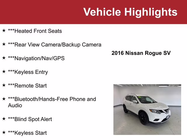 Used 2016 Nissan Rogue SV with VIN JN8AT2MV2GW144514 for sale in Waite Park, Minnesota