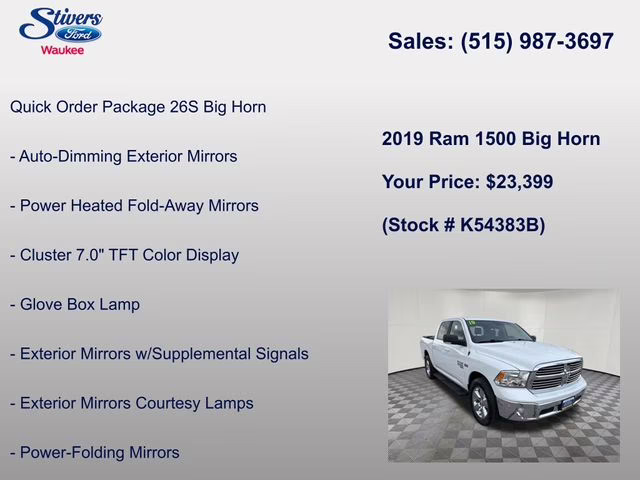 2019 Bright White Clearcoat Ram 1500 Classic Big Horn 4X4 Truck