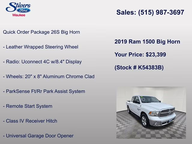 2019 Bright White Clearcoat Ram 1500 Classic Big Horn 4X4 Truck
