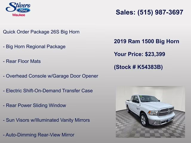 2019 Bright White Clearcoat Ram 1500 Classic Big Horn 4X4 Truck