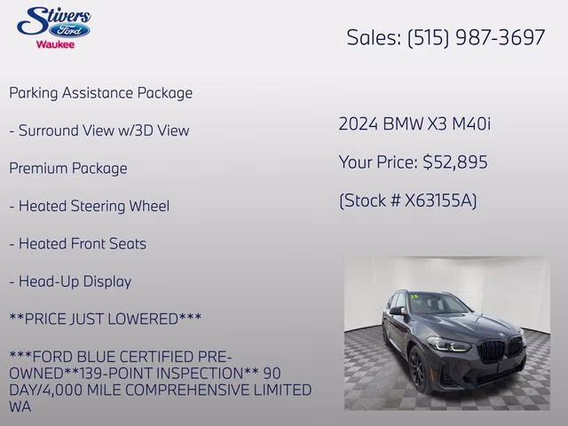 2024 Dark Graphite Metallic BMW X3 M40i AWD SUV