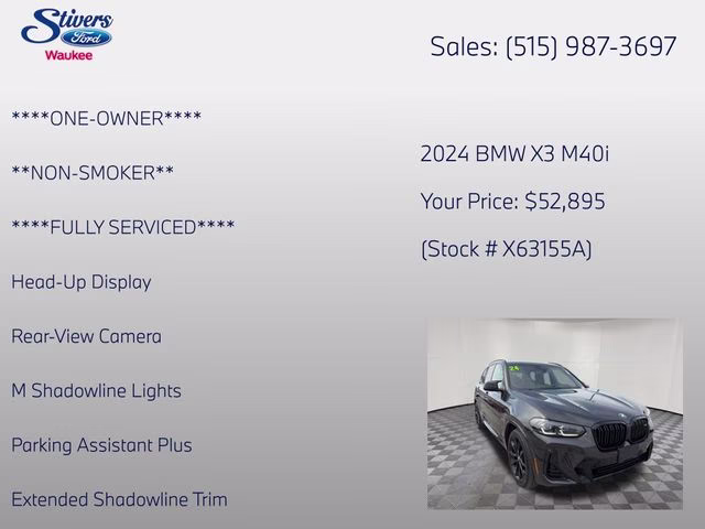 2024 Dark Graphite Metallic BMW X3 M40i AWD SUV