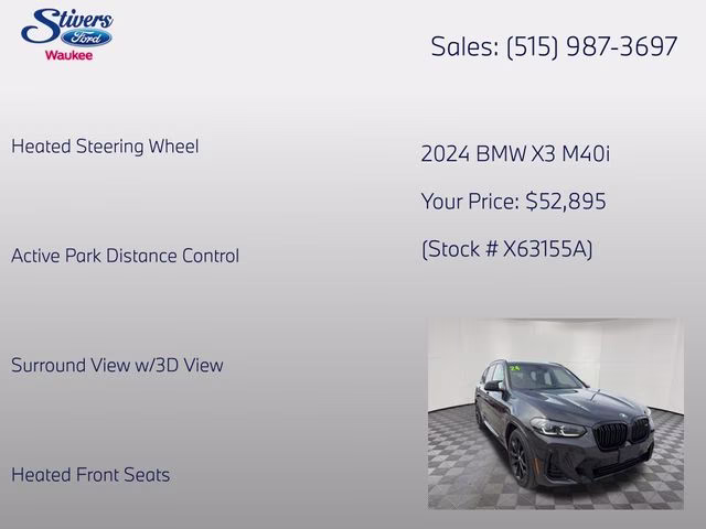 2024 Dark Graphite Metallic BMW X3 M40i AWD SUV