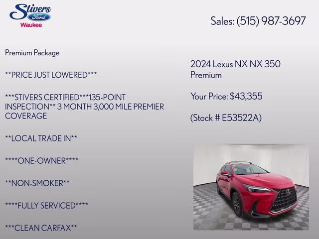 2024 Red Line Lexus NX 350 Premium AWD SUV