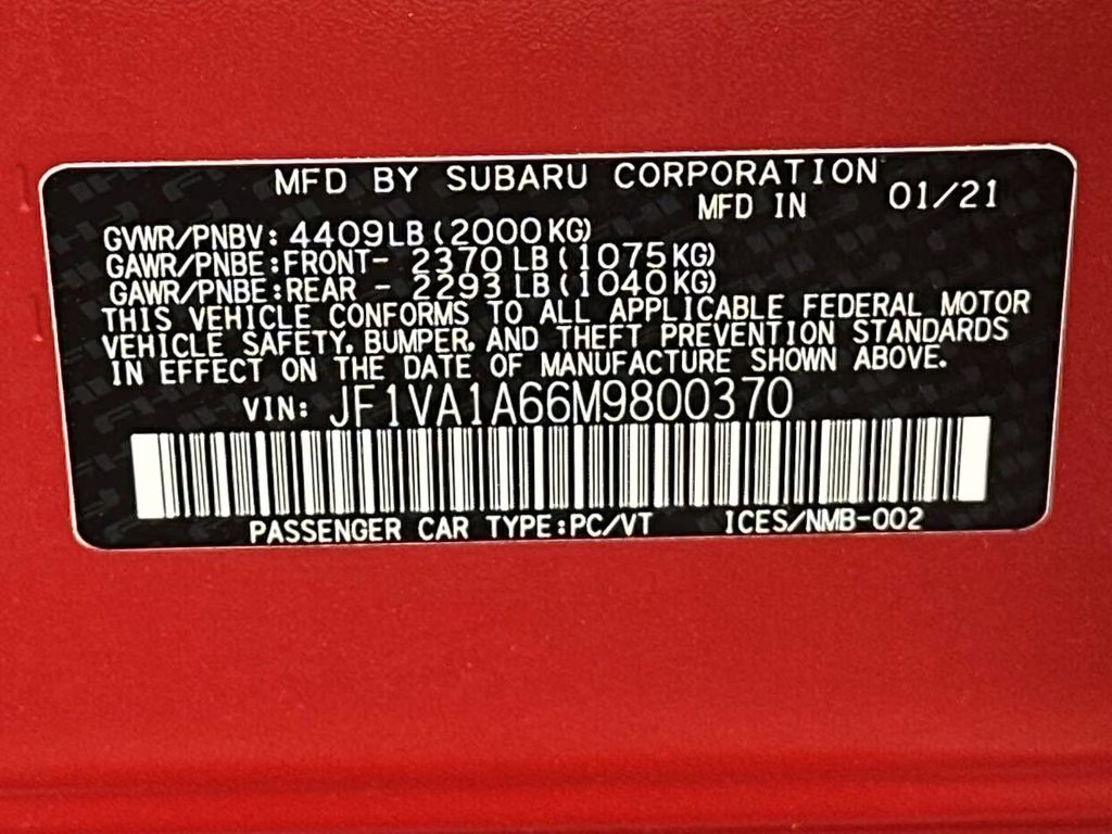 2021 Pure Red Subaru WRX Base AWD Sedan