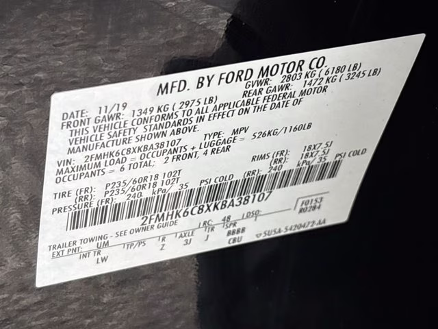 2019 Black Ford Flex SEL AWD SUV