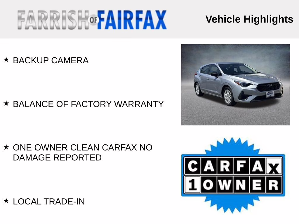 2024 Ice Silver Metallic Subaru Impreza Base AWD Hatchback