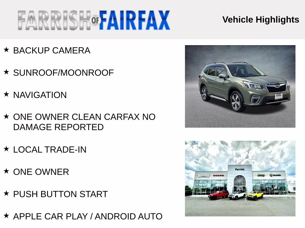 2019 Jasper Green Metallic Subaru Forester Touring AWD SUV