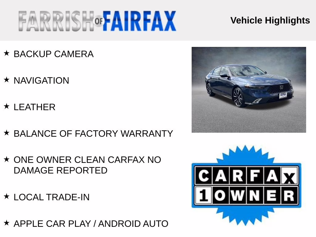 2025 Still Night Pearl Honda Accord Hybrid Touring FWD Sedan