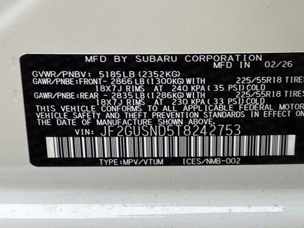 2026 Crystal White Pearl Subaru Crosstrek Hybrid Limited AWD SUV