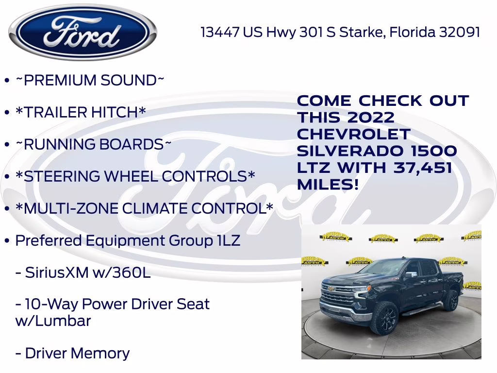 2022 Black Chevrolet Silverado 1500 LTZ 4X4 Truck