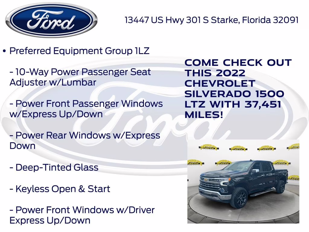 2022 Black Chevrolet Silverado 1500 LTZ 4X4 Truck