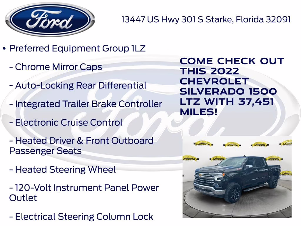 2022 Black Chevrolet Silverado 1500 LTZ 4X4 Truck