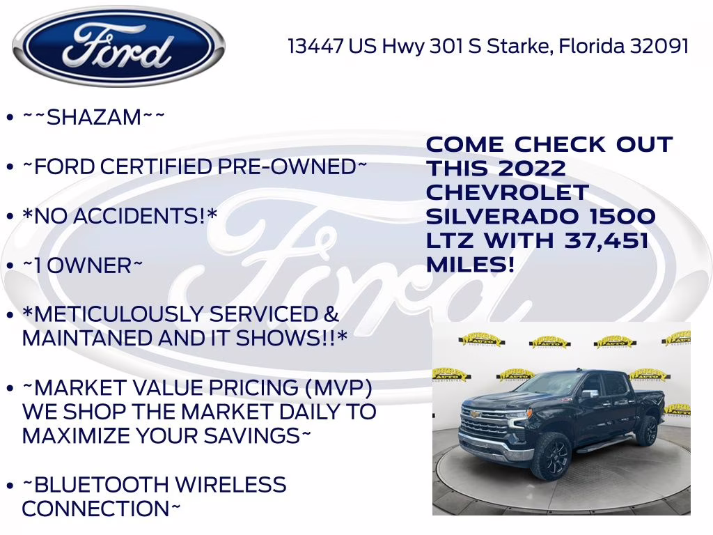 2022 Black Chevrolet Silverado 1500 LTZ 4X4 Truck