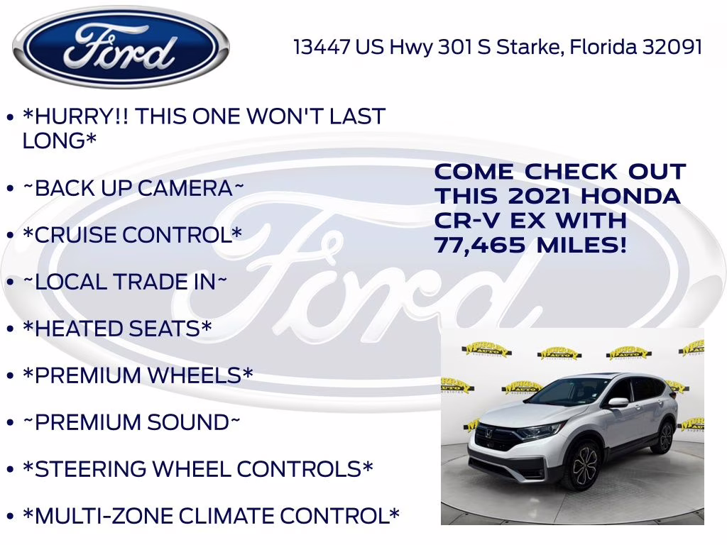 2021 Platinum White Honda CR-V EX FWD SUV