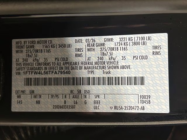 2026 Agate Black Metallic Ford F-150 Tremor 4X4 Truck