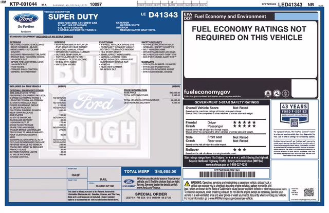 2020 Oxford White Ford Super Duty F-250 SRW XL 4X4 Truck
