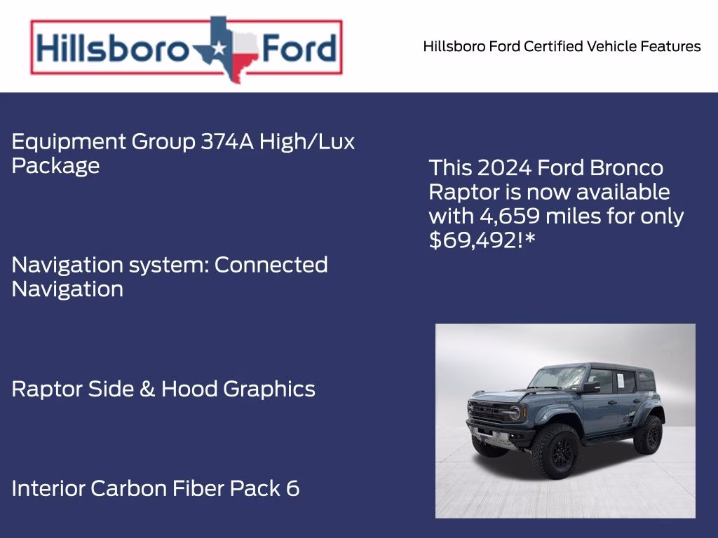 2024 Azure Gray Metallic Tri-Coat Ford Bronco Raptor 4X4 SUV