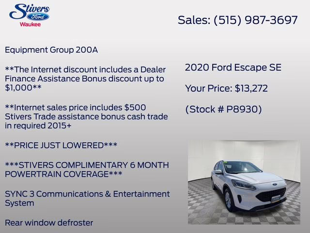 2020 Oxford White Ford Escape SE AWD SUV