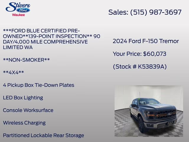 2024 Gray Metallic Ford F-150 Tremor 4X4 Truck