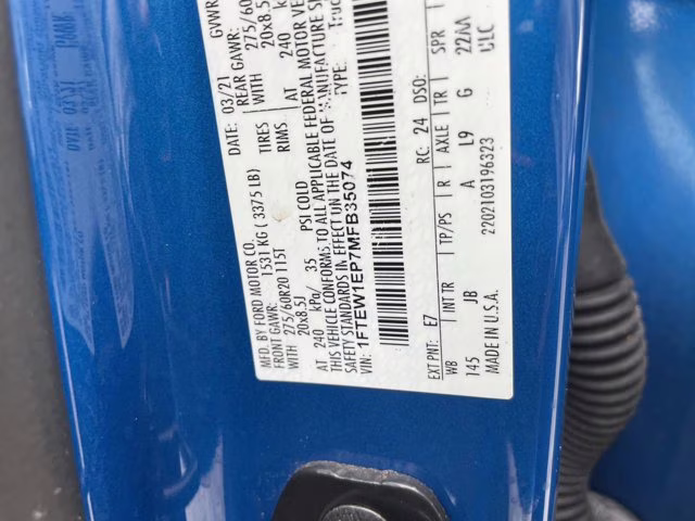 2021 Blue Metallic Ford F-150 XL 4X4 Truck