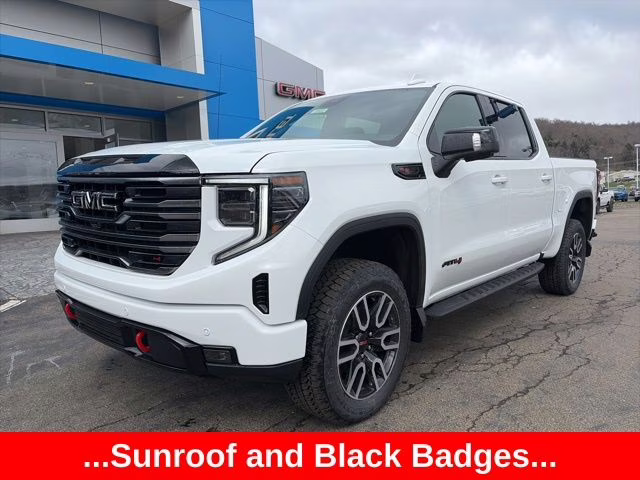 Summit White 2026 GMC Sierra 1500 AT4 Crew Cab 4WD Pickup Truck Four-Wheel Drive Automatic