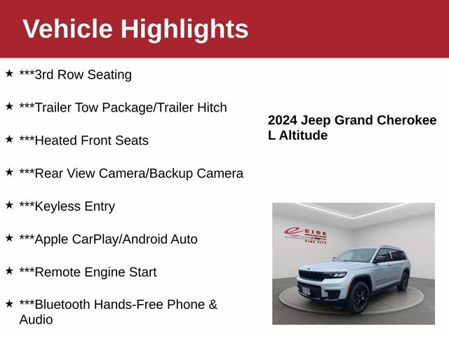 2024 Silver Zynith Jeep Grand Cherokee L Altitude 4X4 SUV