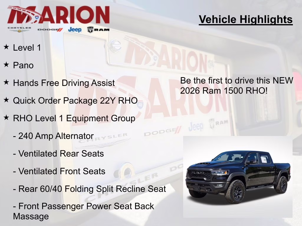 2026 Diamond Black Crystal Pearlcoat Ram 1500 RHO 4X4 Truck