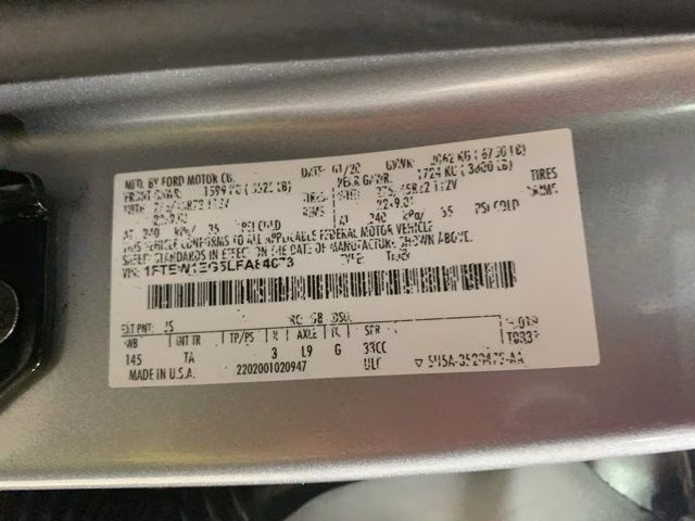 2020 Silver Metallic Ford F-150 Limited 4X4 Truck