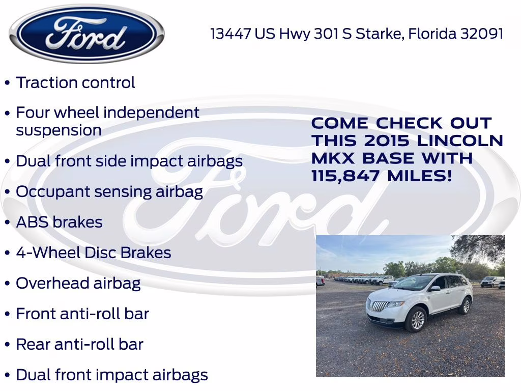 2015 White Platinum Clearcoat Metallic Lincoln MKX Base FWD SUV