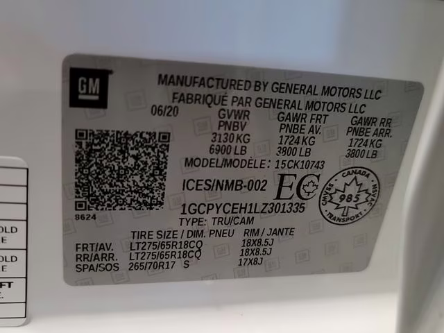 2020 Summit White Chevrolet Silverado 1500 Custom Trail Boss 4X4 Truck