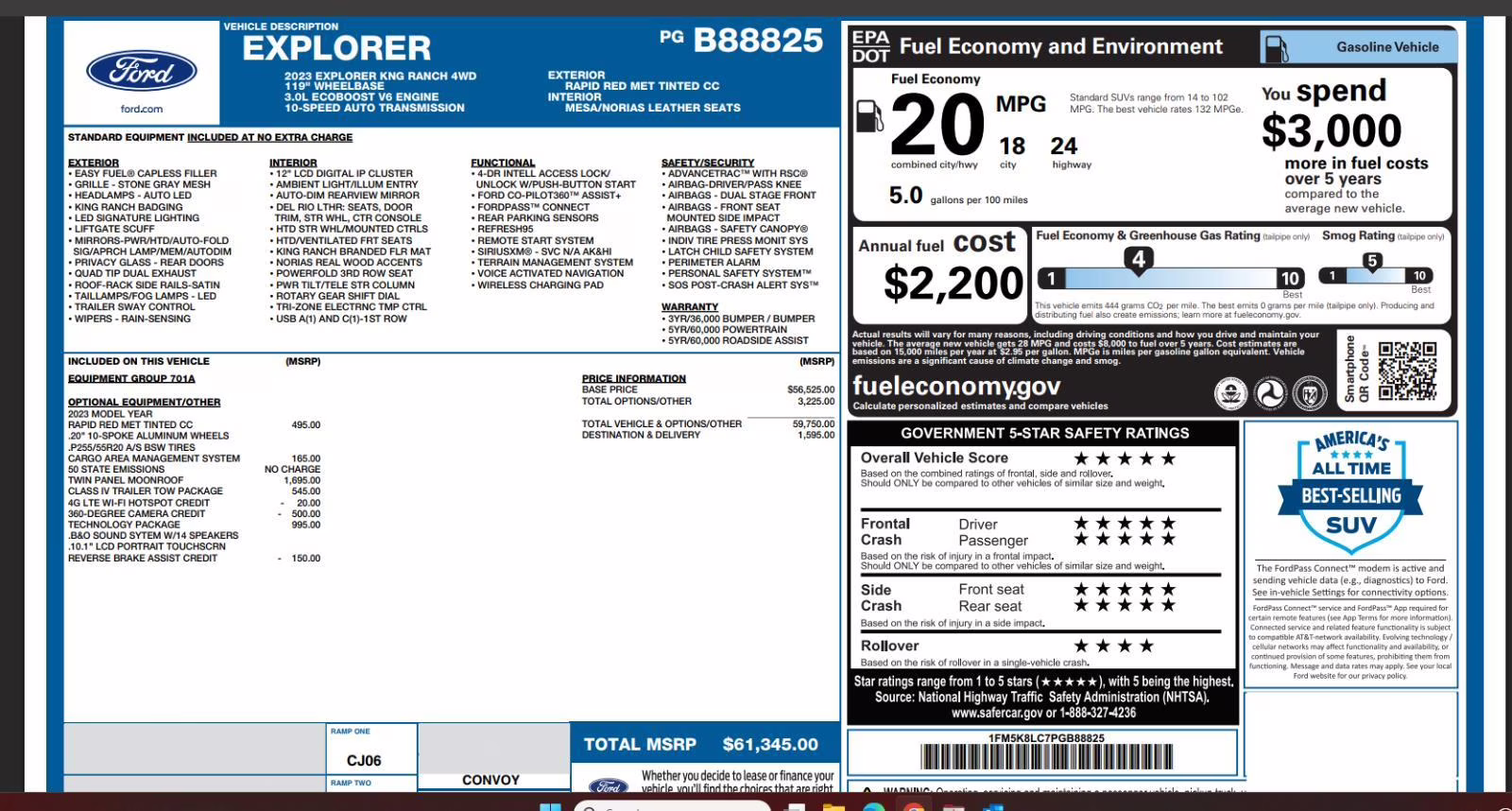 2023 Rapid Red Metallic Tinted Clearcoat Ford Explorer King Ranch 4X4 SUV