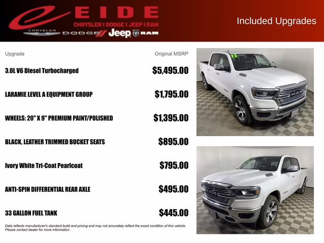 2022 Ivory White Tri-Coat Pearlcoat Ram 1500 Laramie 4X4 Truck