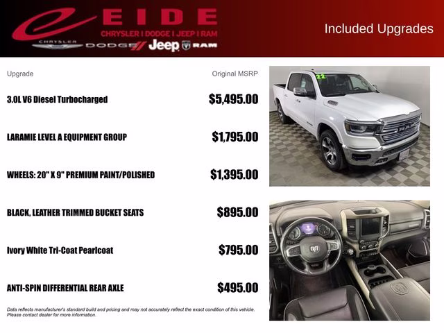 2022 Ivory White Tri-Coat Pearlcoat Ram 1500 Laramie 4X4 Truck