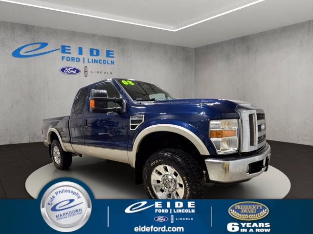 2008 Dark Blue Pearl Clearcoat Metallic Ford Super Duty F-250 SRW Lariat 4X4 Truck