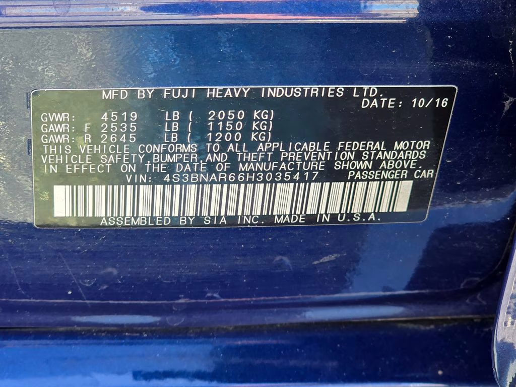 2017 Lapis Blue Pearl Subaru Legacy 2.5i AWD Sedan