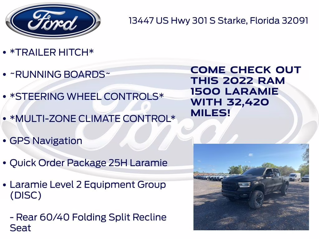 2022 Diamond Black Crystal Pearlcoat Ram 1500 Laramie 4X4 Truck