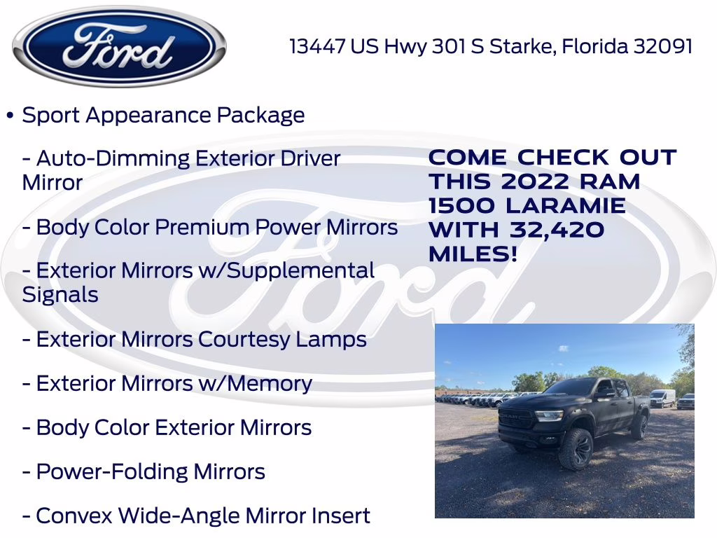 2022 Diamond Black Crystal Pearlcoat Ram 1500 Laramie 4X4 Truck