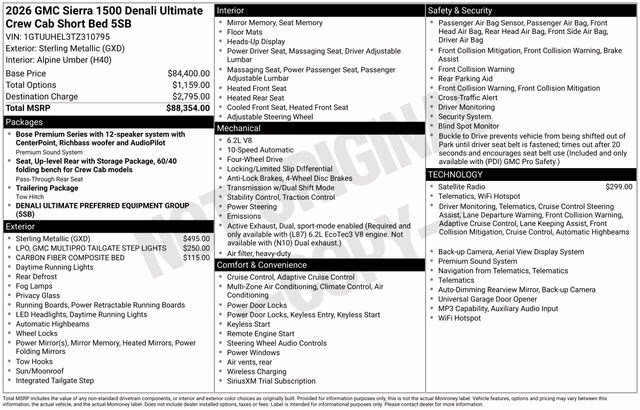 2026 Sterling Metallic GMC Sierra 1500 Denali Ultimate 4X4 Truck