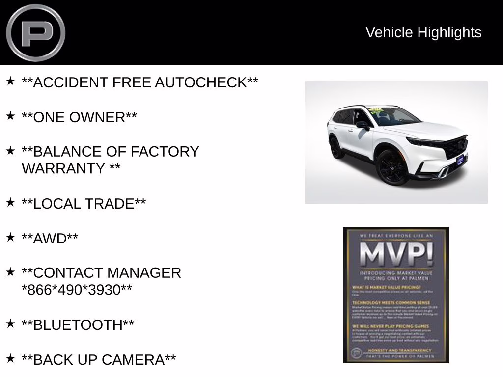 2024 White Honda CR-V Hybrid Sport Touring AWD SUV