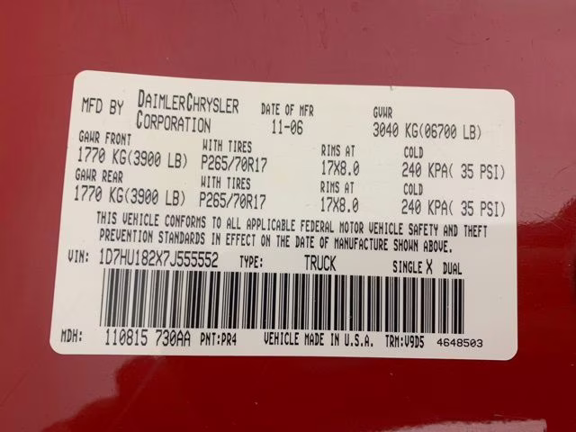 2007 Flame Red CC/Bright Silver Metallic Clearcoat Dodge Ram 1500 SLT 4X4 Truck