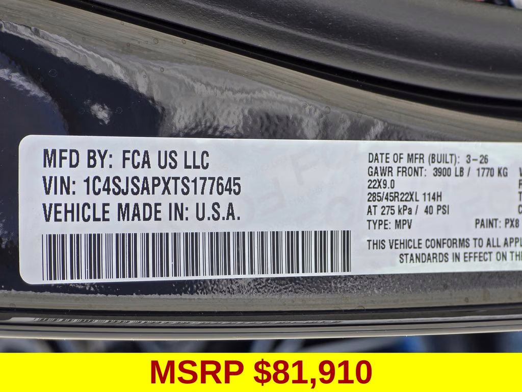 2026 High Gloss Black Jeep Grand Wagoneer L 4X4 SUV