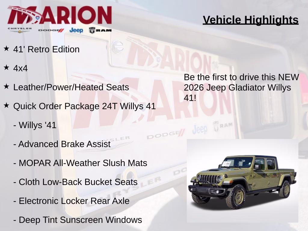 2026 41 Jeep Gladiator Willys 41 4X4 Truck