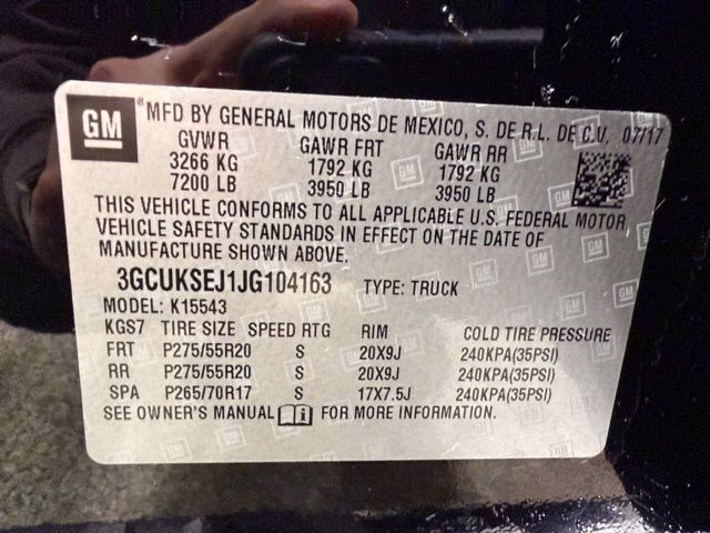 2018 Black Chevrolet Silverado 1500 LTZ 4X4 Truck