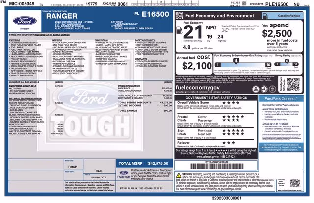 2023 Carbonized Gray Metallic Ford Ranger XLT 4X4 Truck