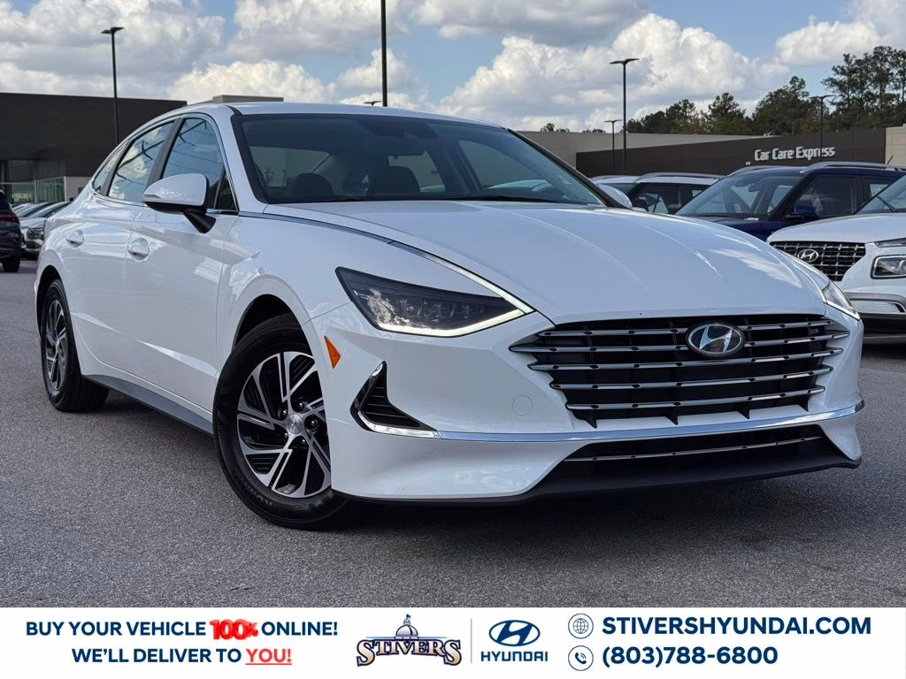 2023 Serenity White Hyundai Sonata Hybrid Blue FWD Sedan