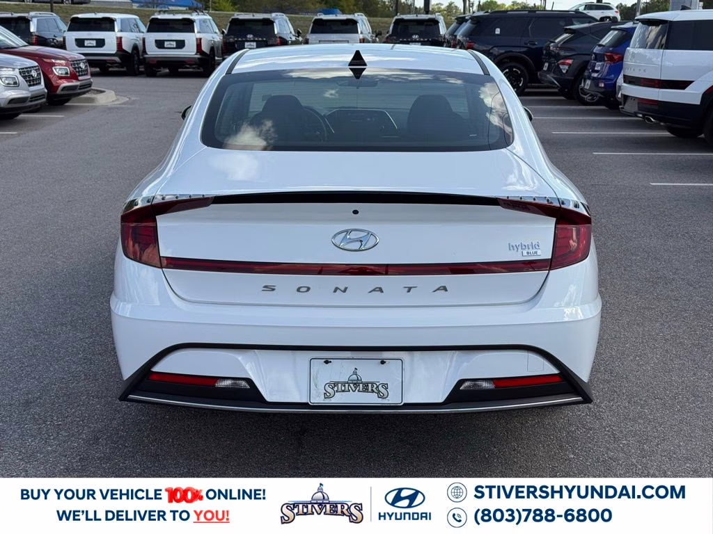 2023 Serenity White Hyundai Sonata Hybrid Blue FWD Sedan
