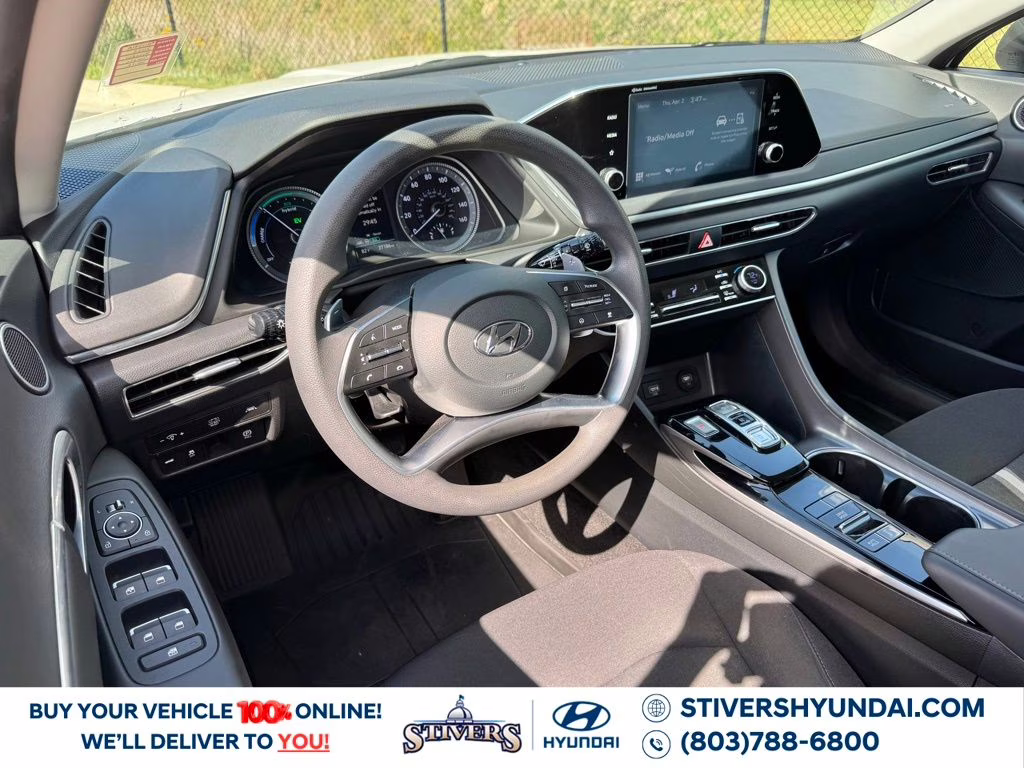 2023 Serenity White Hyundai Sonata Hybrid Blue FWD Sedan