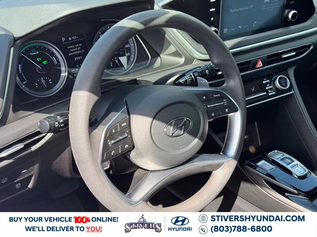 2023 Serenity White Hyundai Sonata Hybrid Blue FWD Sedan