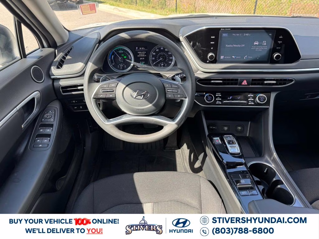 2023 Serenity White Hyundai Sonata Hybrid Blue FWD Sedan